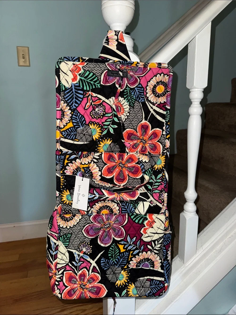 Vera Bradley Black Floral Hanging Makeup Organizer with Magenta Accents nwt